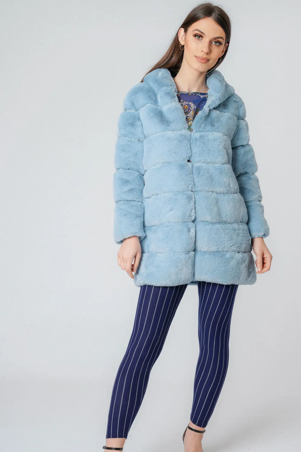 Soft Faux Fur Hooded Coat