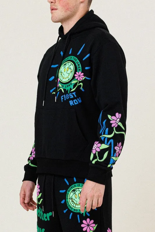 TEEK - BLACK FLOWER TERRY PULLOVER