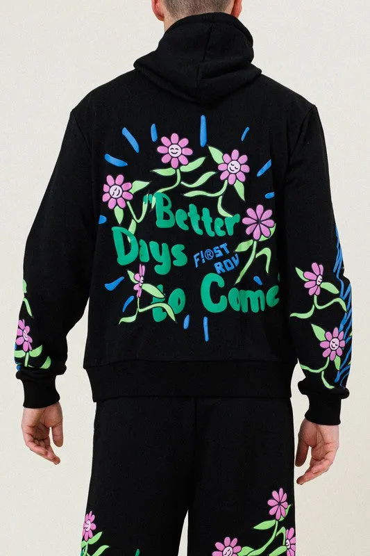 TEEK - BLACK FLOWER TERRY PULLOVER