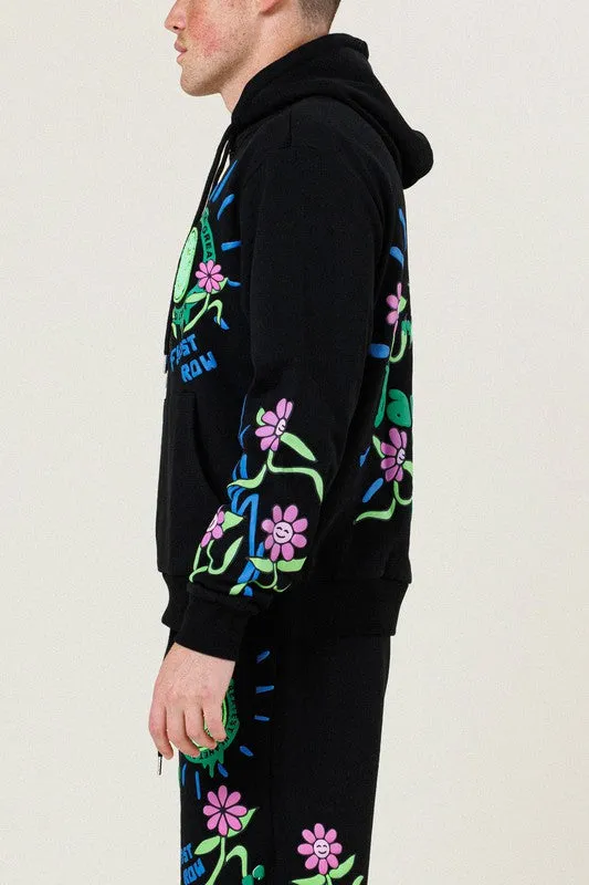 TEEK - BLACK FLOWER TERRY PULLOVER