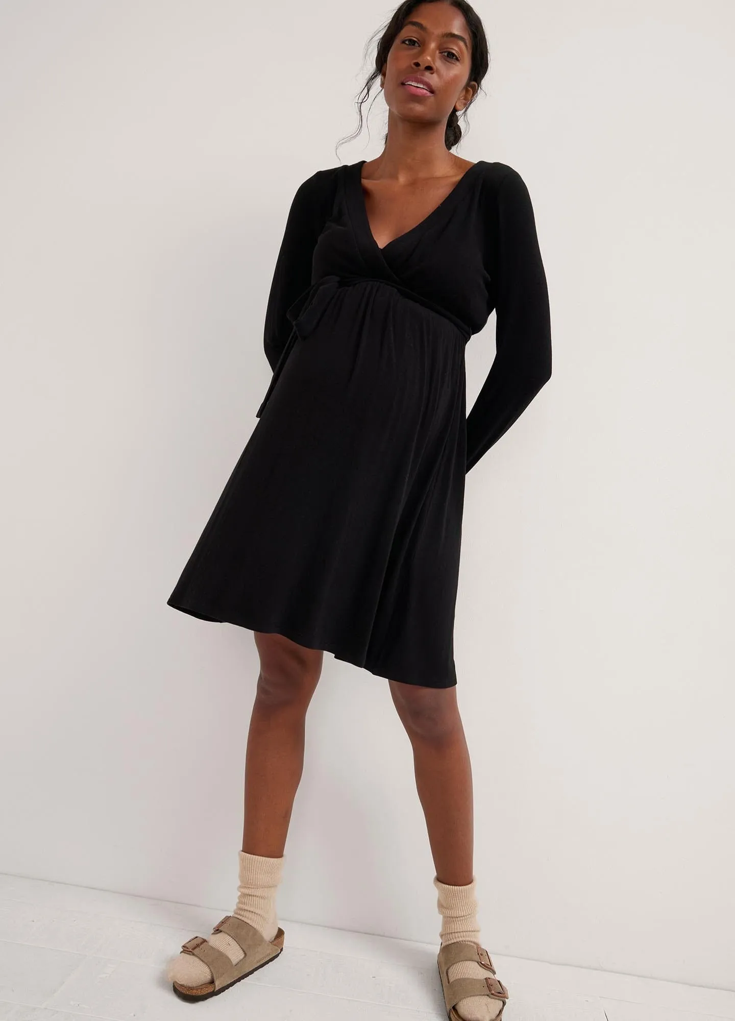 The Softest Rib Mini Wrap Dress