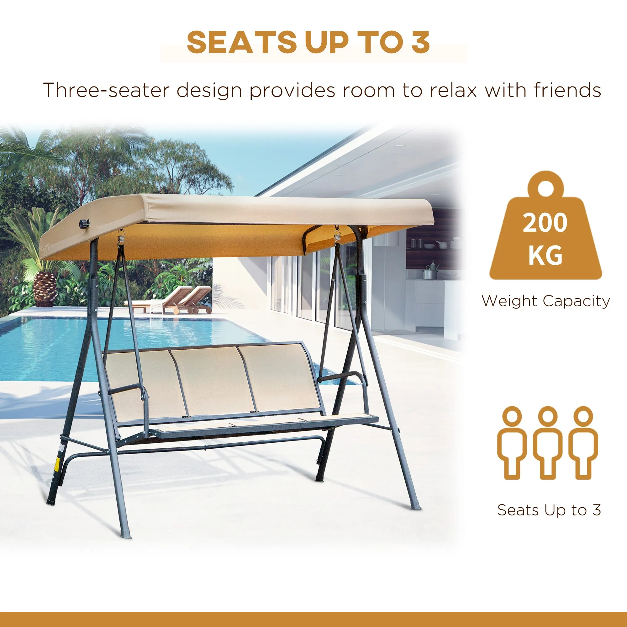 Three seat design ‚Äì perfect for relaxing with friends