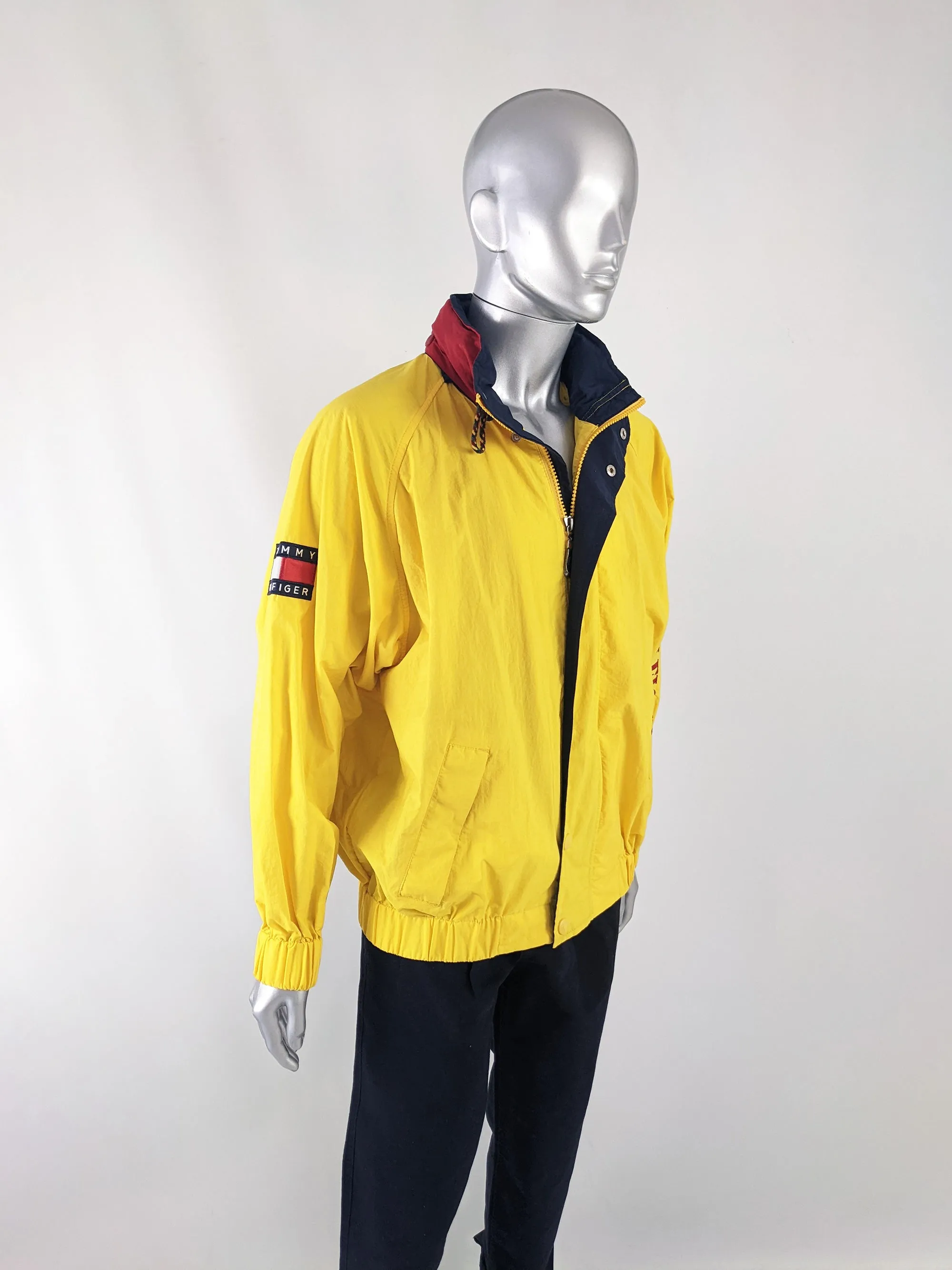 Tommy Hilfiger Vintage Mens Yellow Sailing Style Jacket, 1990s