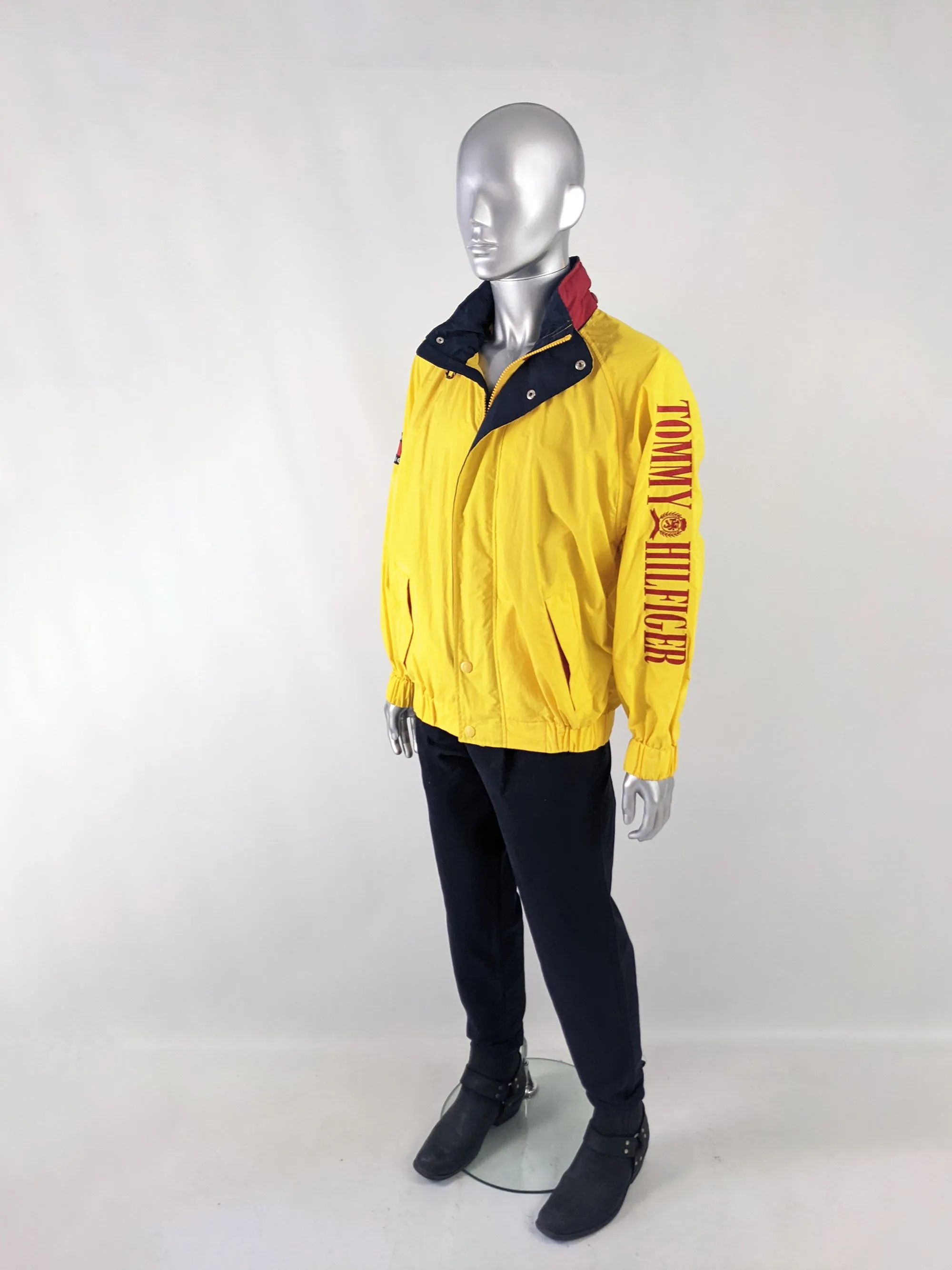 Tommy Hilfiger Vintage Mens Yellow Sailing Style Jacket, 1990s