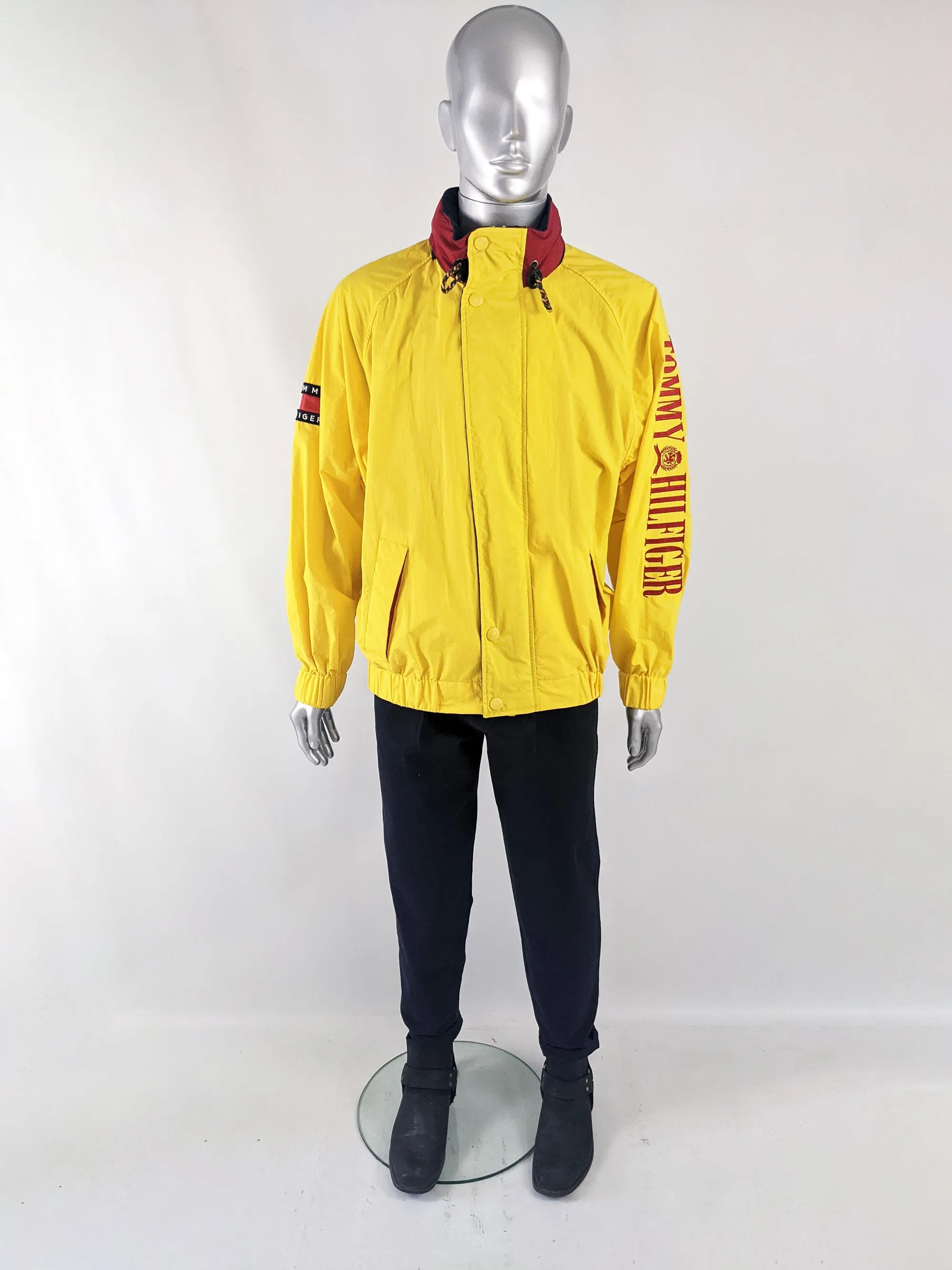 Tommy Hilfiger Vintage Mens Yellow Sailing Style Jacket, 1990s