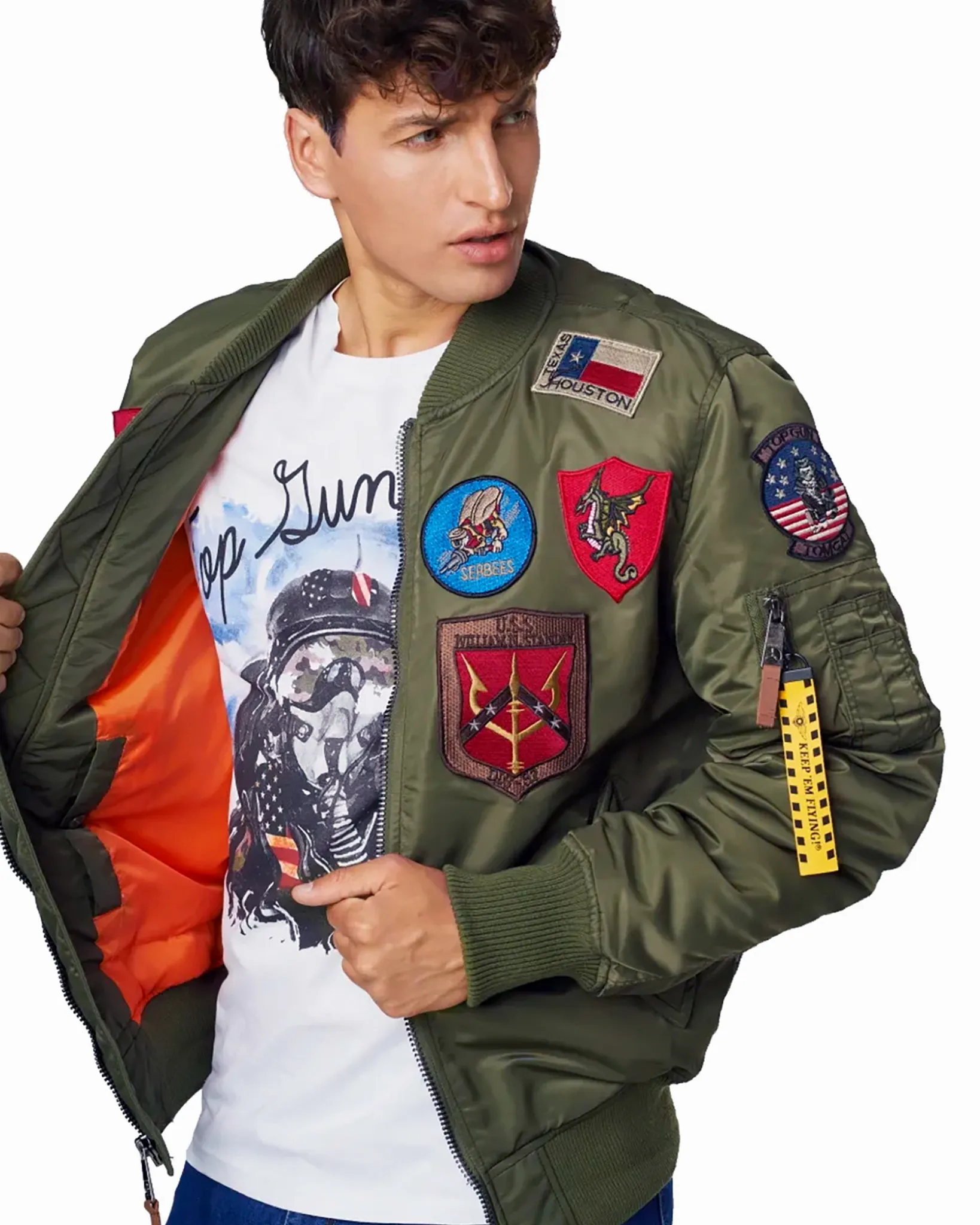 TOP GUN® MA-1 NYLON BOMBER JACKET WITH PATCHES