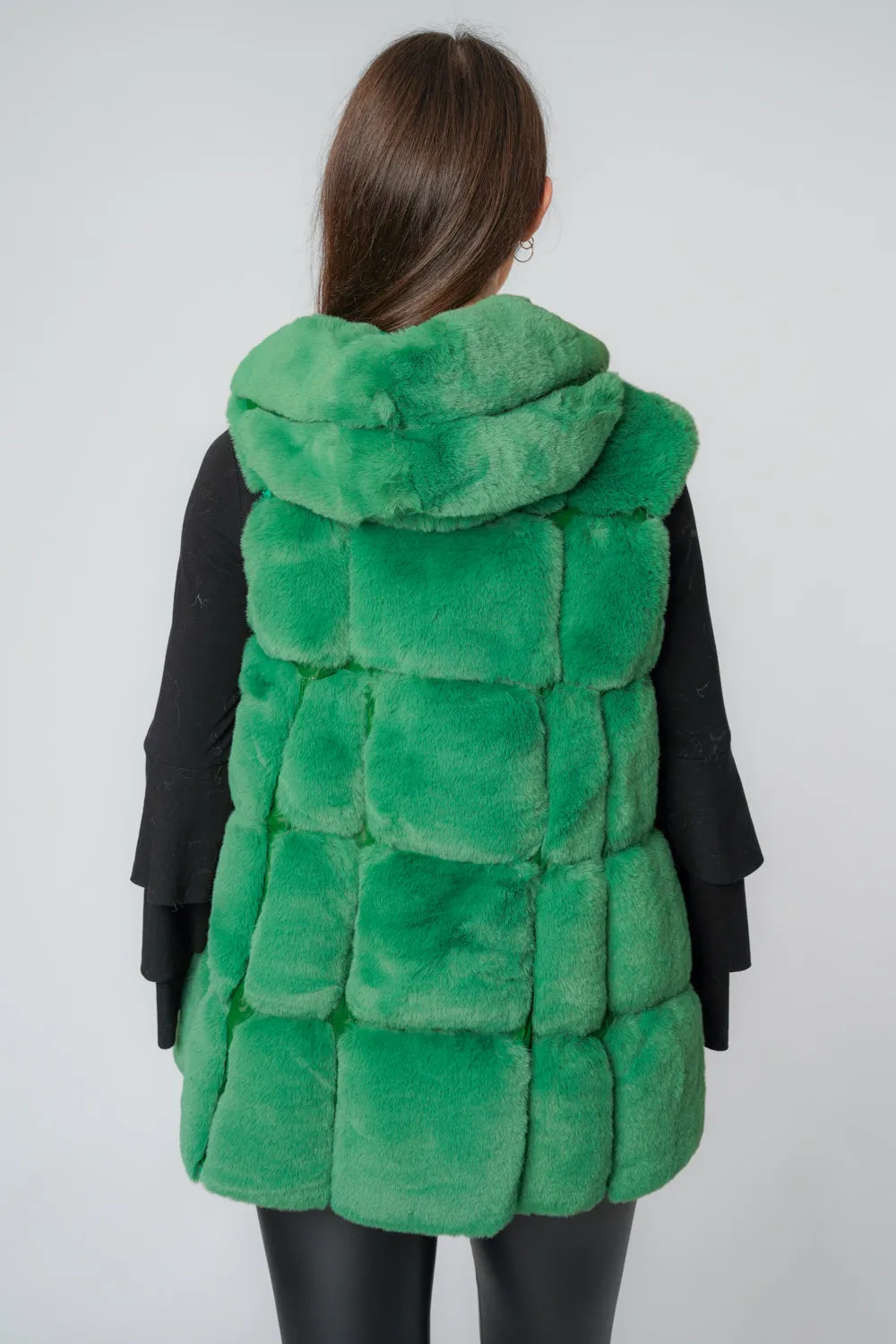 Ultra Soft Faux Fur Swing Hooded Gilet