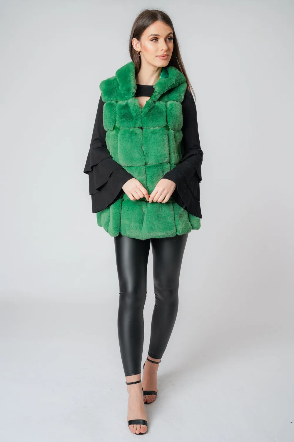 Ultra Soft Faux Fur Swing Hooded Gilet