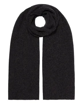 Unisex Short Ribbed Cashmere Scarf Granite Grey