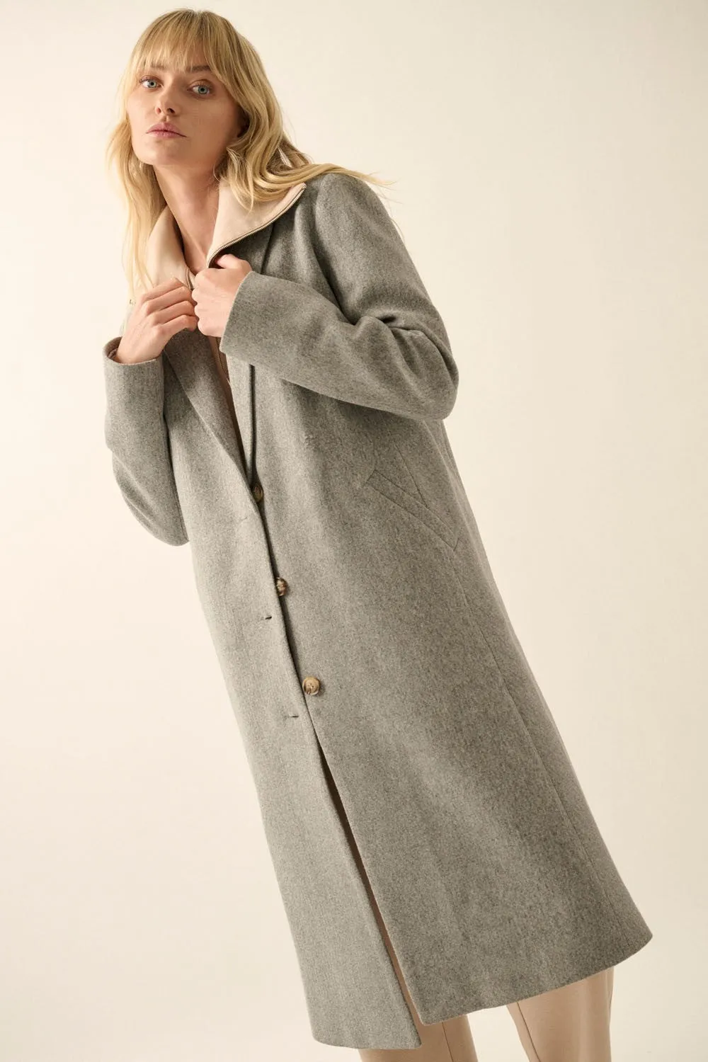 Urban Empress Calf-Length Overcoat - Gray