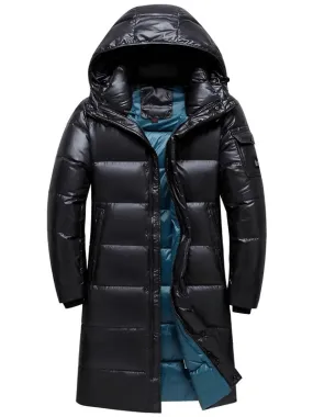 US SALE of Stylish Hooded Long Puffer Coat for Men - Warm Outwear - SF1962