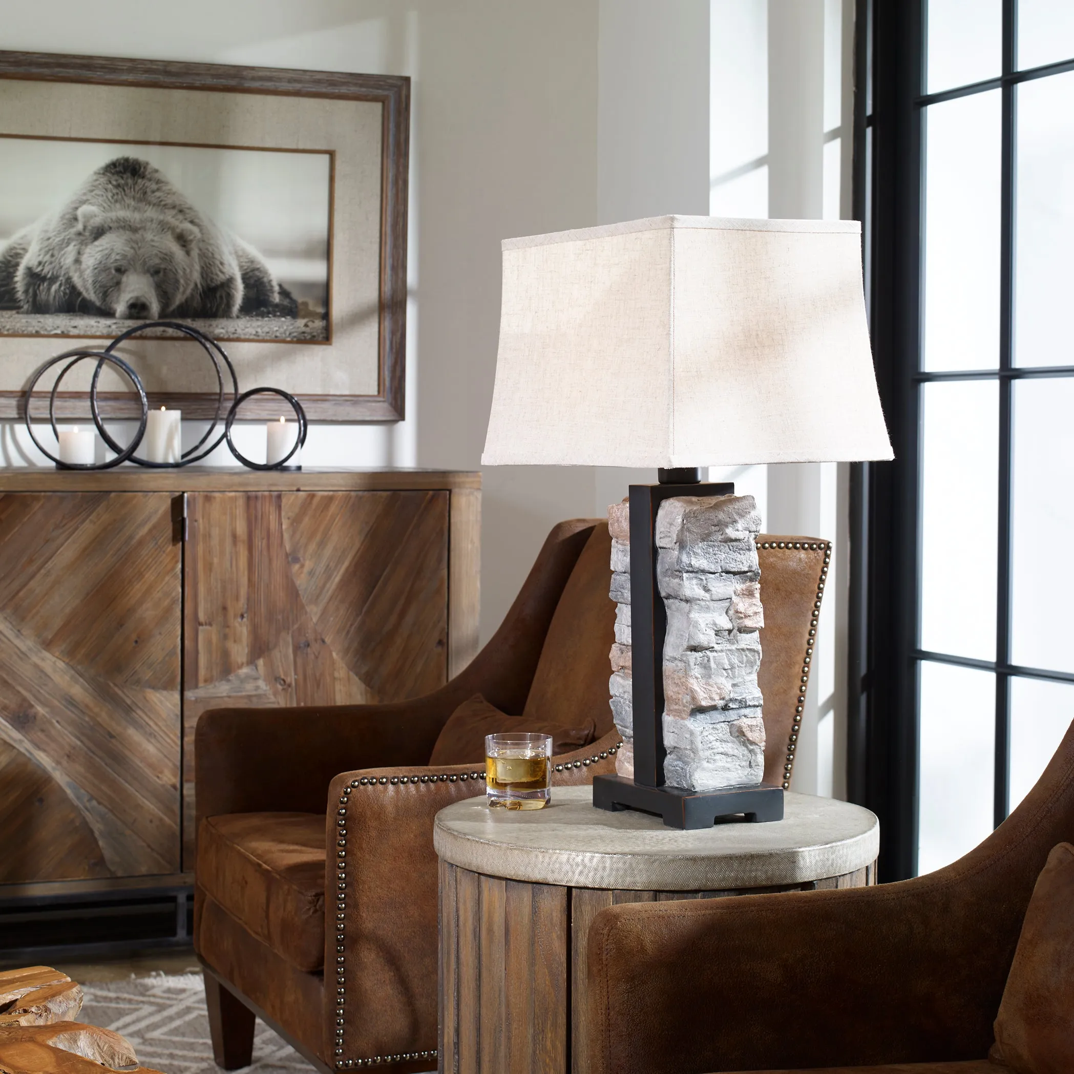 Uttermost Kodiak Stacked Stone Lamp