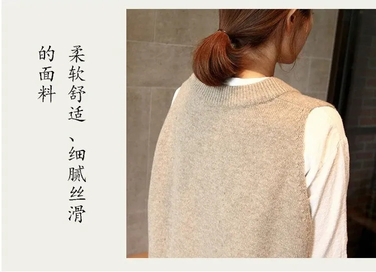 V neck Girls Pullover Vest Sweater Short Knitted Casual oversize Sweaters