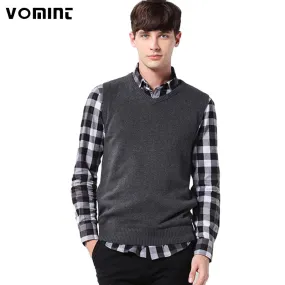 Vomint Classic Mens' Pullover Sweater Vest V-Neck New Sweater 100% Cotton Knitted Plus Size Slim Class Vest Size: S-3XL  S6AW003