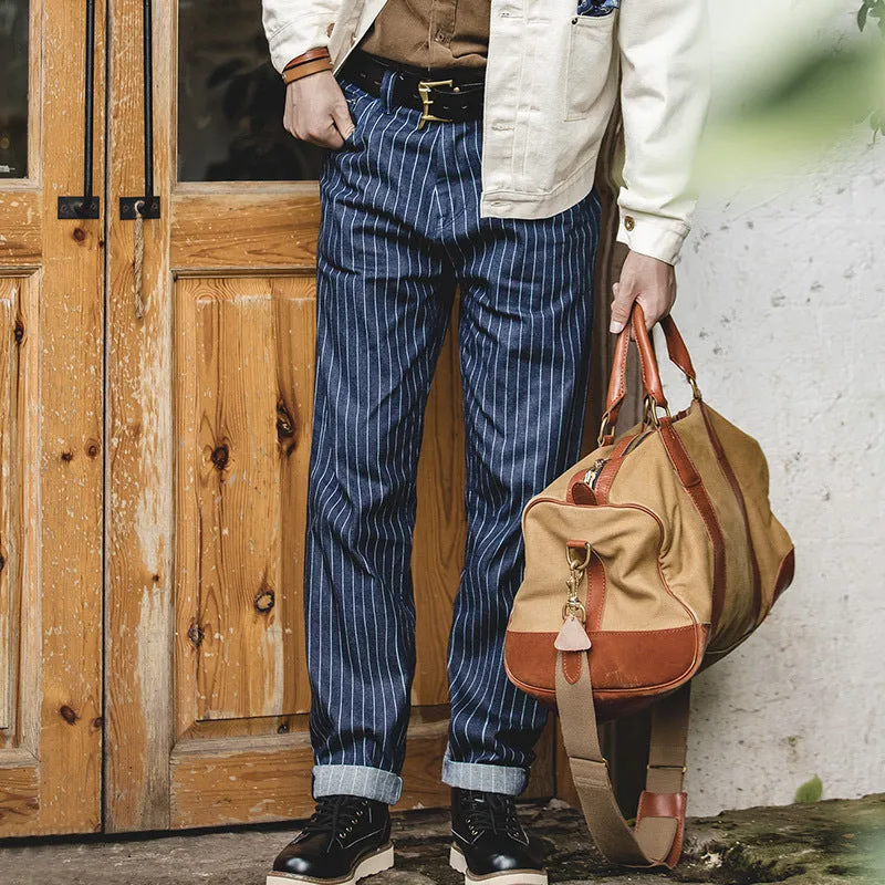 Wabash Raw Denim Railway Striped Jeans pants