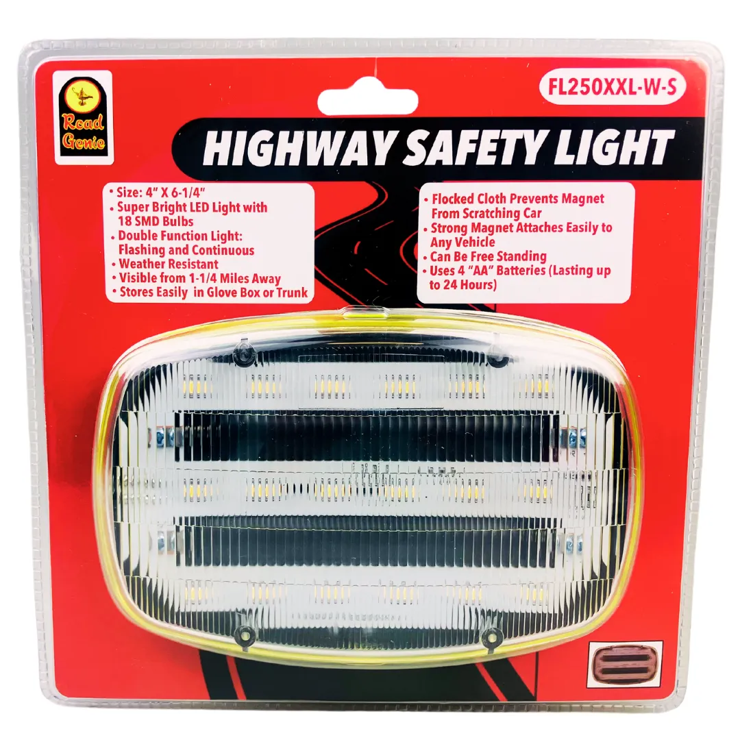 White Highway Safety Lights LED with Magnetic Back || Light Beacon and Road Flare || Emergency Protection with Continous and Flashing Modes