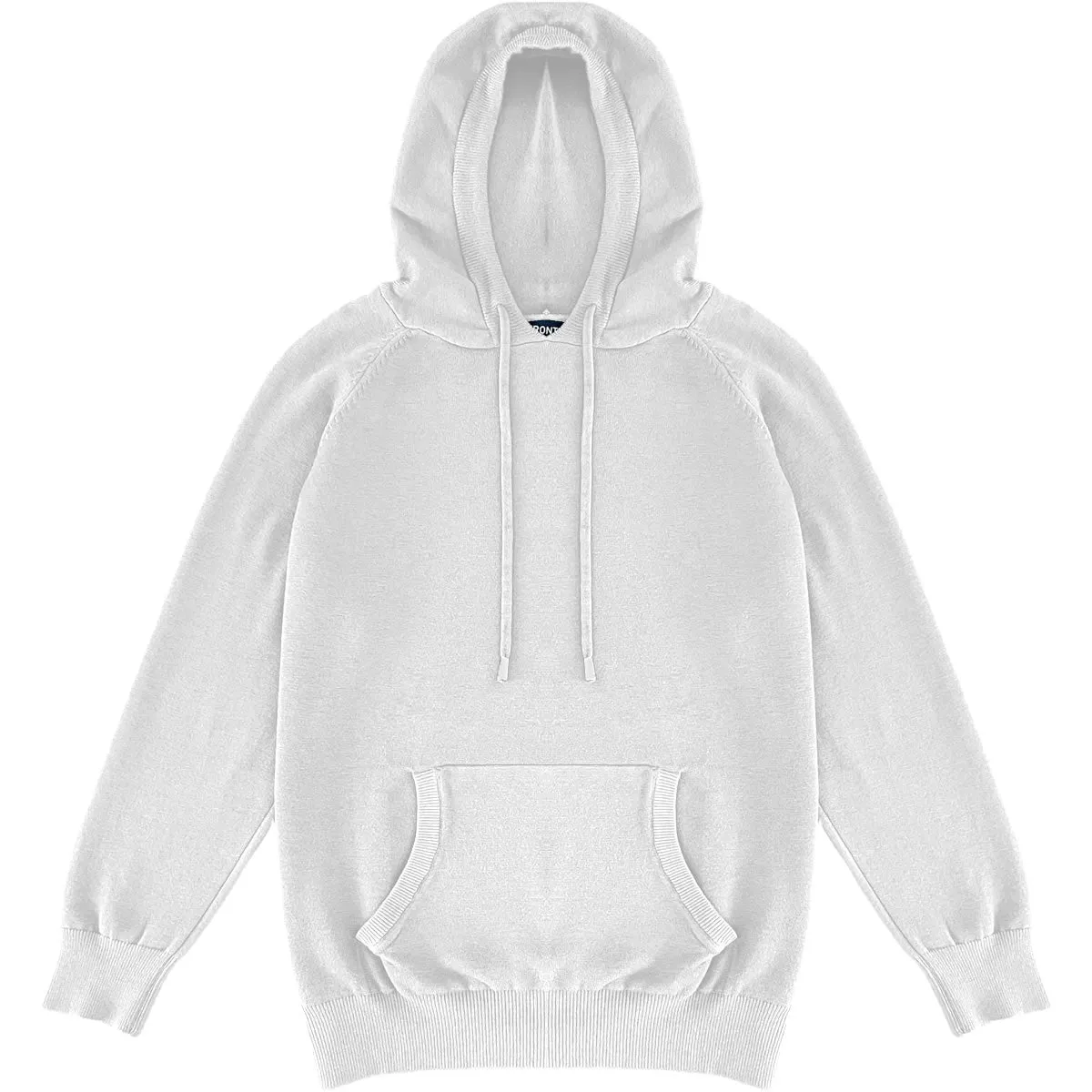 White Mens Knit Pullover Hoodie Sweater