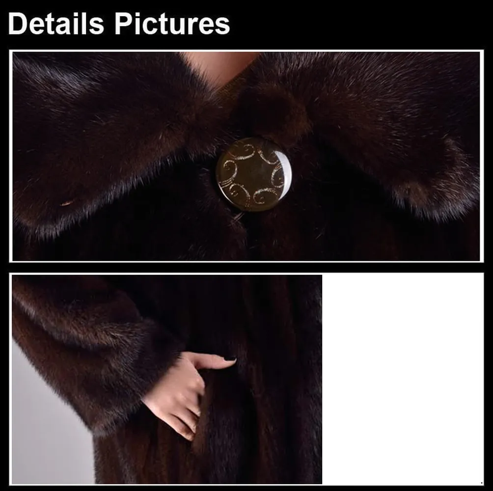 Women's Natural Mink Fur Coat Women Hood Full Winter Coat Women Dress