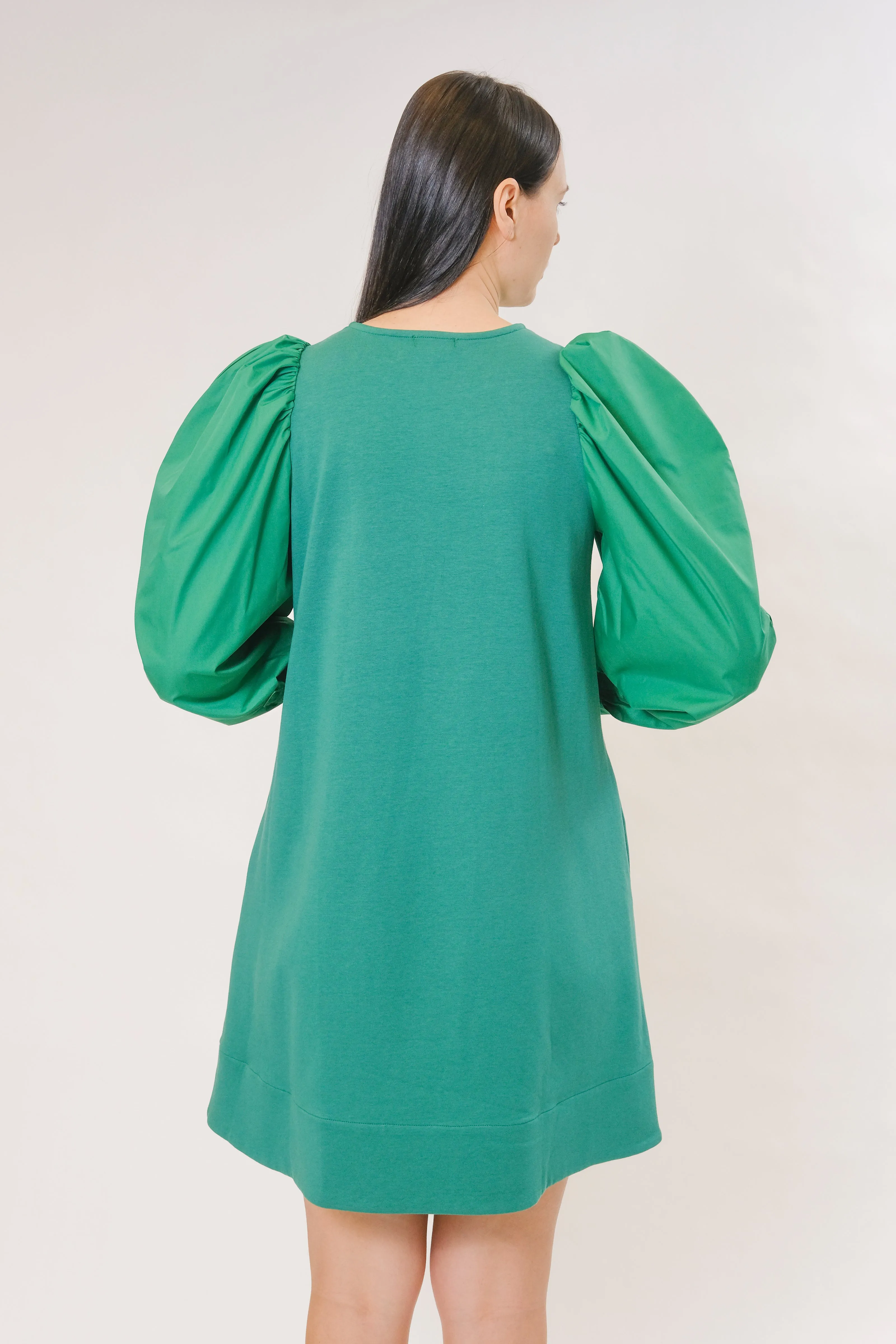 WOVEN SLEEVE DRESS GREEN