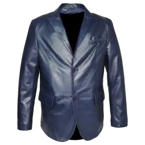 York Mens 2 Button Lambskin Leather Blazer