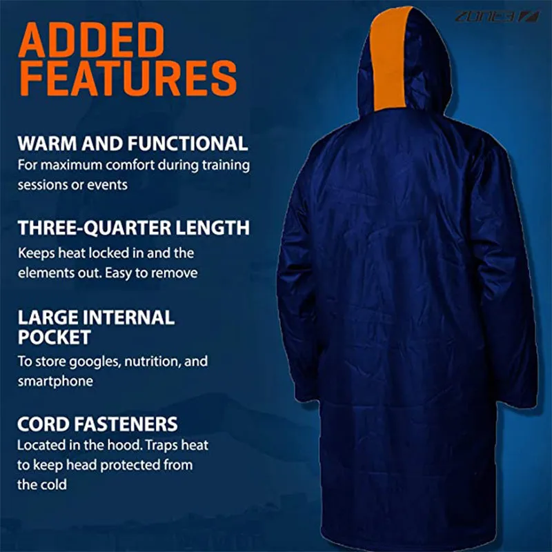 Zone3 - Polar Fleece Parka Robe Jacket - Navy/Grey/Orange